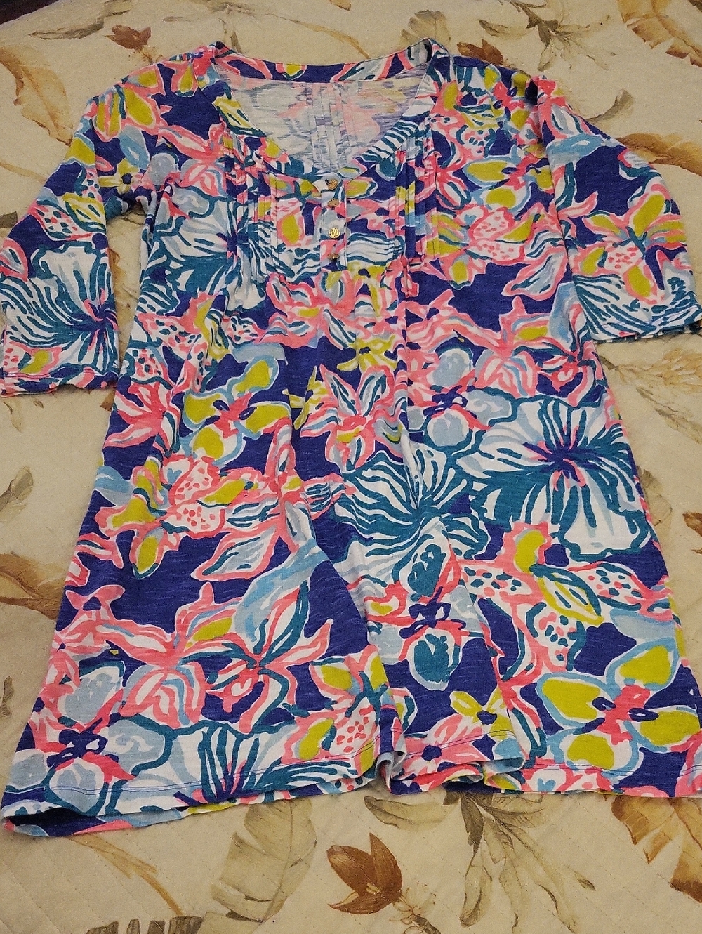 Lilly Pulitzer Multicolor Floral & Navy Tunic Dress